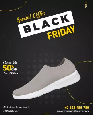 Bold Black Friday Sale for Fashion Sneakers Poster Template