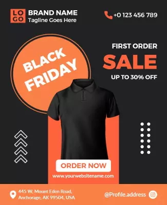 Bold Black Friday Sale Offer with Vibrant Orange Accents Poster Template
