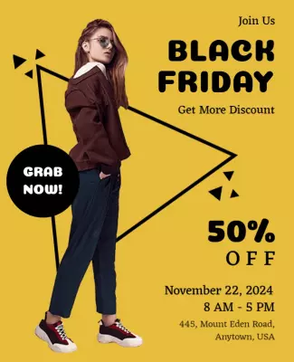 Bold Black Friday Sale with Fashion Focus Poster Template