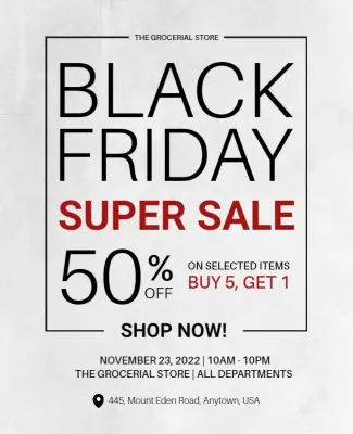 Bold Black Friday Super Sale Discount Poster Template
