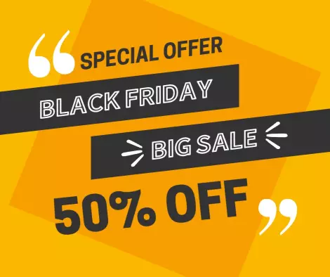 Bold Black Friday Typography Sale with 50% Off Ad Template