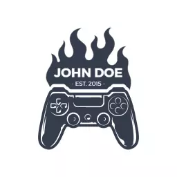 Bold Black Gaming Controller Design with Fiery Elements Logo Template