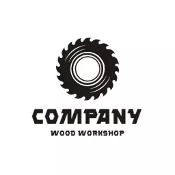 Bold Black Gear Design Representing Wood Workshop Logo Template
