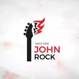 Bold Black Guitar Design with Flames Representing Band Logo Template
