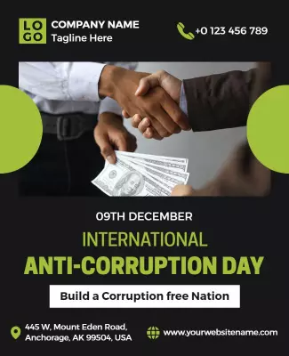 Bold Black International Anti-Corruption Day Awareness Poster Template