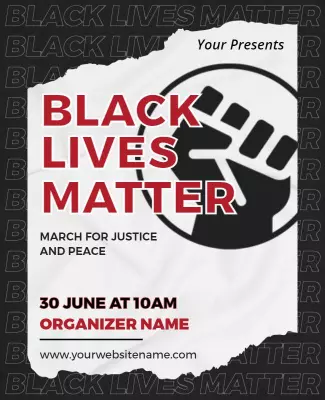 Bold Black Lives Matter Justice March Awareness Poster Template