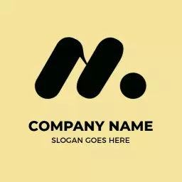 Bold Black M Letter Design on Soft Yellow Background Logo Template
