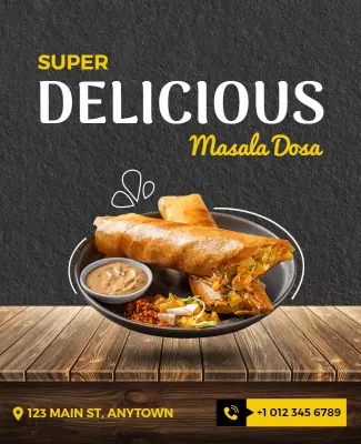 Bold Black Masala Dosa Indian Food Flyer Template