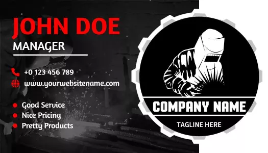 Bold Black Metal Fabrication Welding Business Card Template
