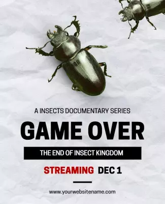 Bold Black Minimalist Insects Documentary Series Poster Template