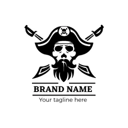 Bold Black Pirate Mascot with Crossed Swords Logo Template