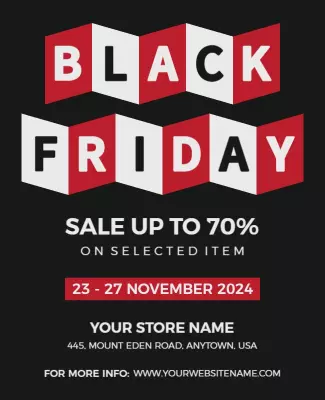 Bold Black Red Black Friday Sale Event Poster Template