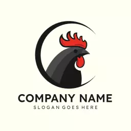 Bold Black Rooster Representing Farm and Poultry Birds Logo Template