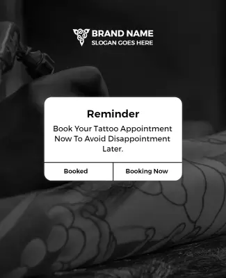 Bold Black Tattoo Appointment Reminder Poster Template