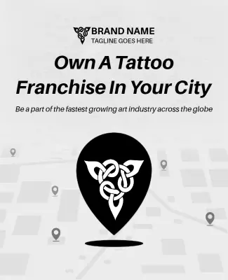 Bold Black Tattoo Franchise Opportunity Announcement Poster Template