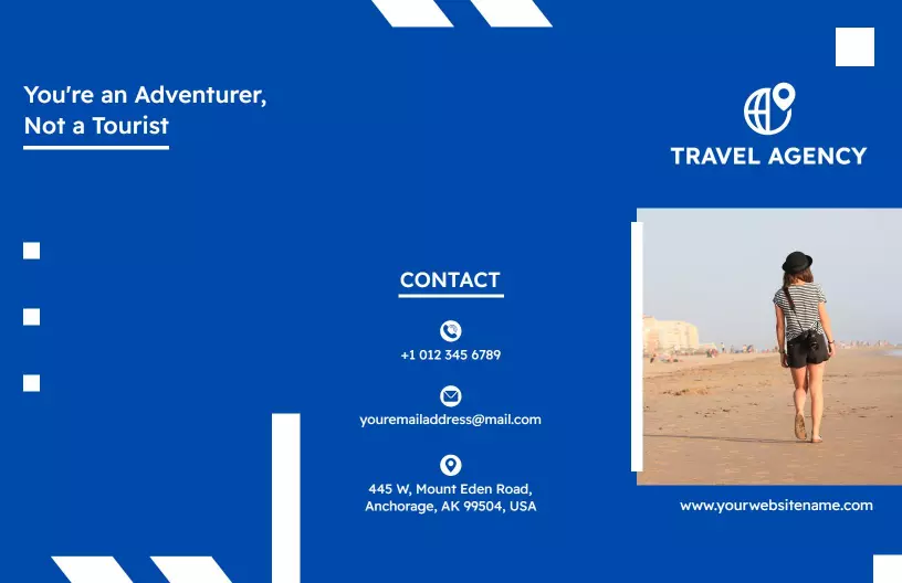 Bold Blue Adventure Travel Agency Services Brochure Template