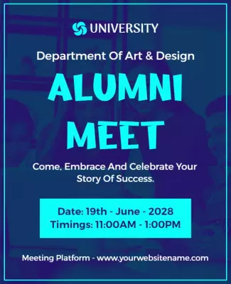 Bold Blue Alumni Meet Celebration Poster Template