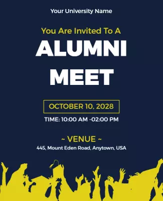 Bold Blue Alumni Meet Invitation Poster Template