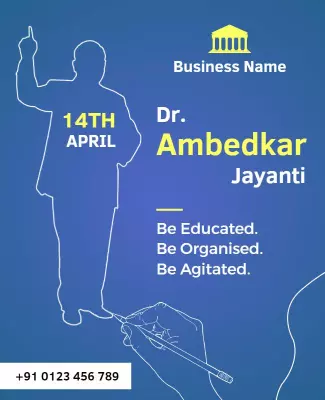 Bold Blue Ambedkar Jayanti Celebration Poster Template