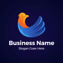 Bold Blue and Orange Bird Design Representing Freedom Logo Template