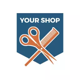 Bold Blue and Orange Design for Popular Barber Shop Logo Template