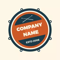 Bold Blue and Orange Drumming Elements in Logo Design Logo Template