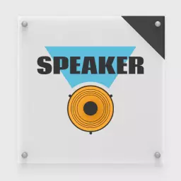 Bold Blue and Orange Graphic Design for Speaker Logo Template