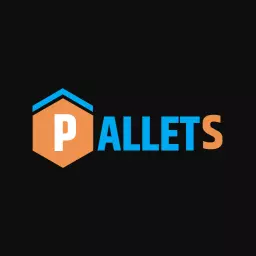 Bold Blue and Orange Hexagonal Pallet Design Logo Template