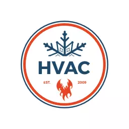 Bold Blue and Orange HVAC Design for Climate Control Logo Template