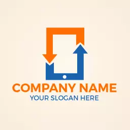 Bold Blue and Orange Minimalist Technology Company Logo Template