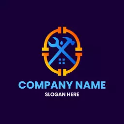 Bold Blue and Orange Plumbing Tools Logo Design Inspiration Logo Template