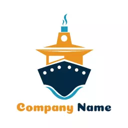 Bold Blue and Orange Ship Representing Efficient Shipping Logo Template