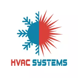 Bold Blue and Red Design Representing HVAC Systems Logo Template