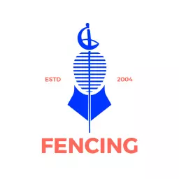 Bold Blue and Red Design Showcasing Fencing Sport Logo Template