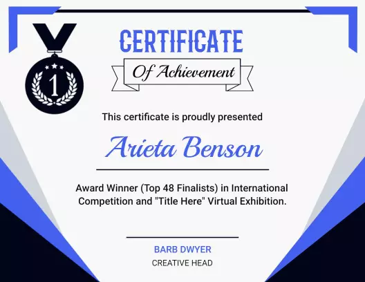 Bold Blue and White Achievement Award Winner Certificate Template