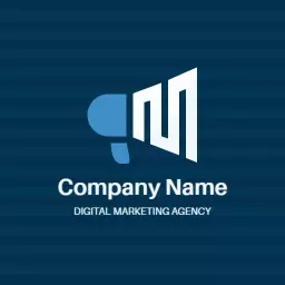 Bold Blue and White Graphic Design for Marketing Logo Template