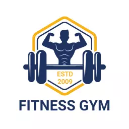 Bold Blue and Yellow Bodybuilding Design for Fitness Logo Template