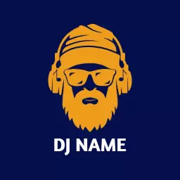 Bold Blue and Yellow DJ Icon Representing Music Enthusiasm Logo Template