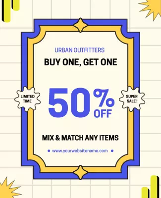 Bold Blue and Yellow Sale Offer Poster Template