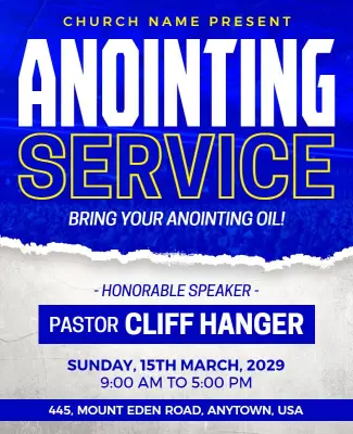 Bold Blue Anointing Service Church Event Flyer Template
