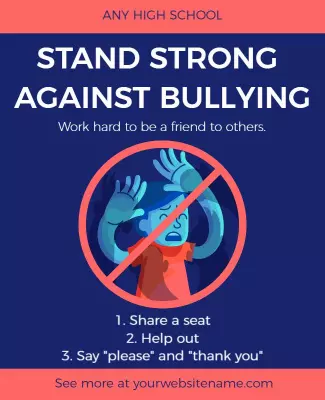 Bold Blue Anti-Bullying Awareness Campaign Poster Template