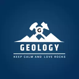 Bold Blue Background with Mountain Theme Geology Logo Template