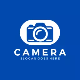 Bold Blue Camera Design Ideal for Photography Branding Logo Template