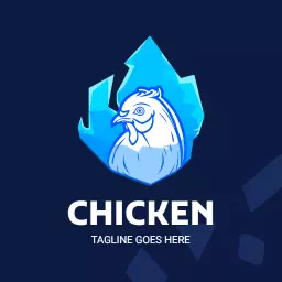 Bold Blue Chicken Design with Ice Crystal Elements Logo Template