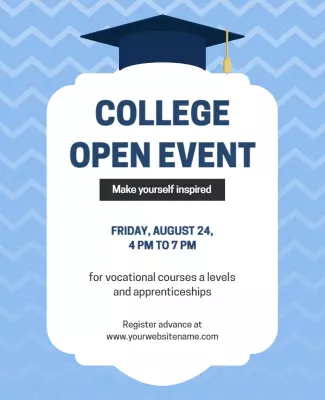 Bold Blue College Open Event Information Flyer Template