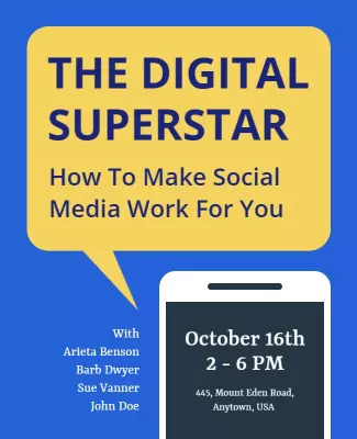 Bold Blue Digital Marketing Seminar Poster Template