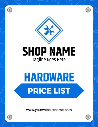 Bold Blue Door Knobs and Hardware Selection Price List Template