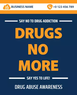 Bold Blue Drug Abuse Awareness Campaign Poster Template