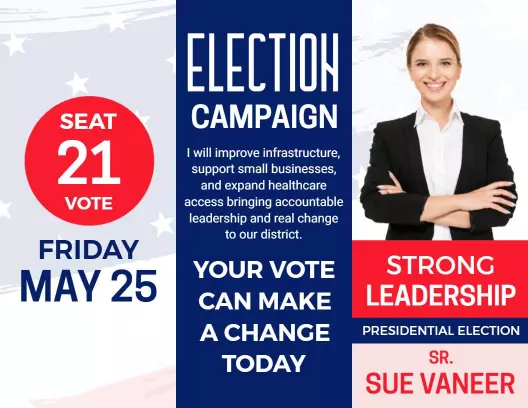 Bold Blue Election Campaign Leadership Tri Fold Brochure Template