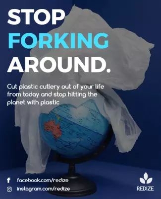 Bold Blue Environmental Awareness Campaign Poster Template